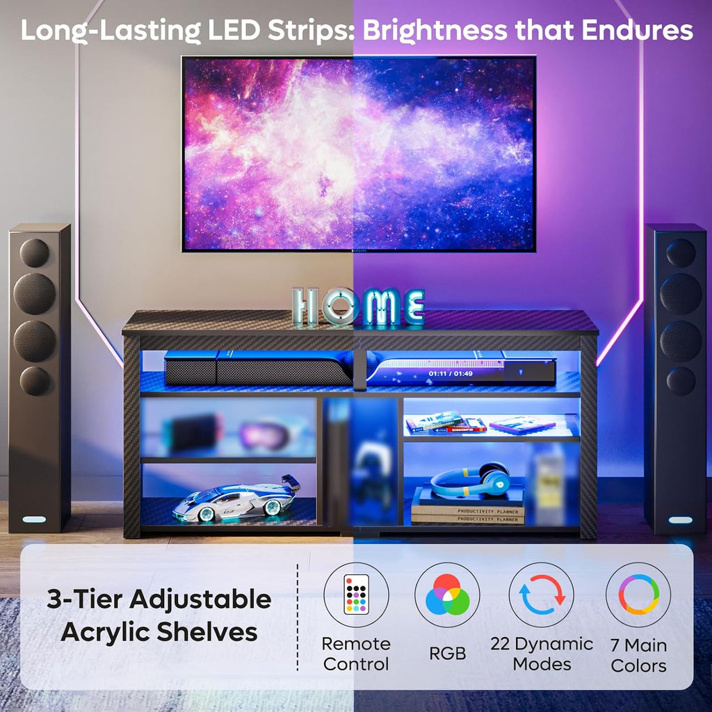 140CM LED TV Cabinet 55-65 Inch LED TV Stand with Storage for PS4/Xbox