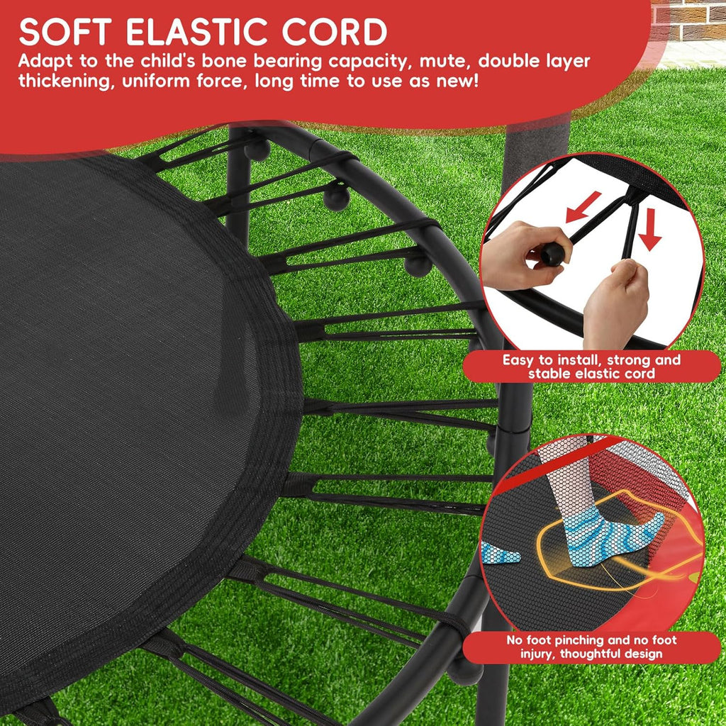 140cm Secure Kids Trampoline,with Safety Enclosure&amp; Reinforced Steel Frame,Indoor Outdoor Toddler Trampoline for Children 3-10Years