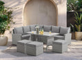 9 Seat Marilyn Corner Sofa &amp; Dining Rattan Garden Furniture Set for Indoor Outdoor Patios Gardens Conservatories (Mountain Grey)