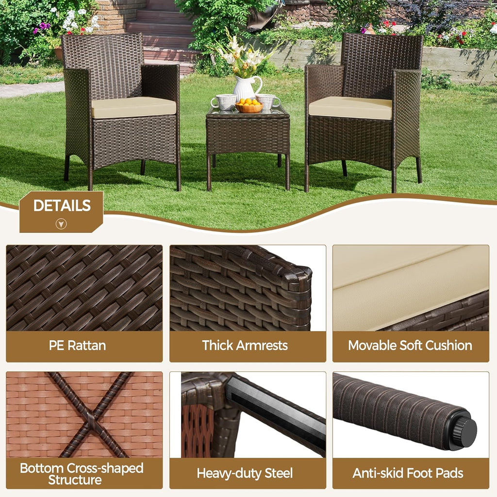 3-Piece Rattan Garden Set