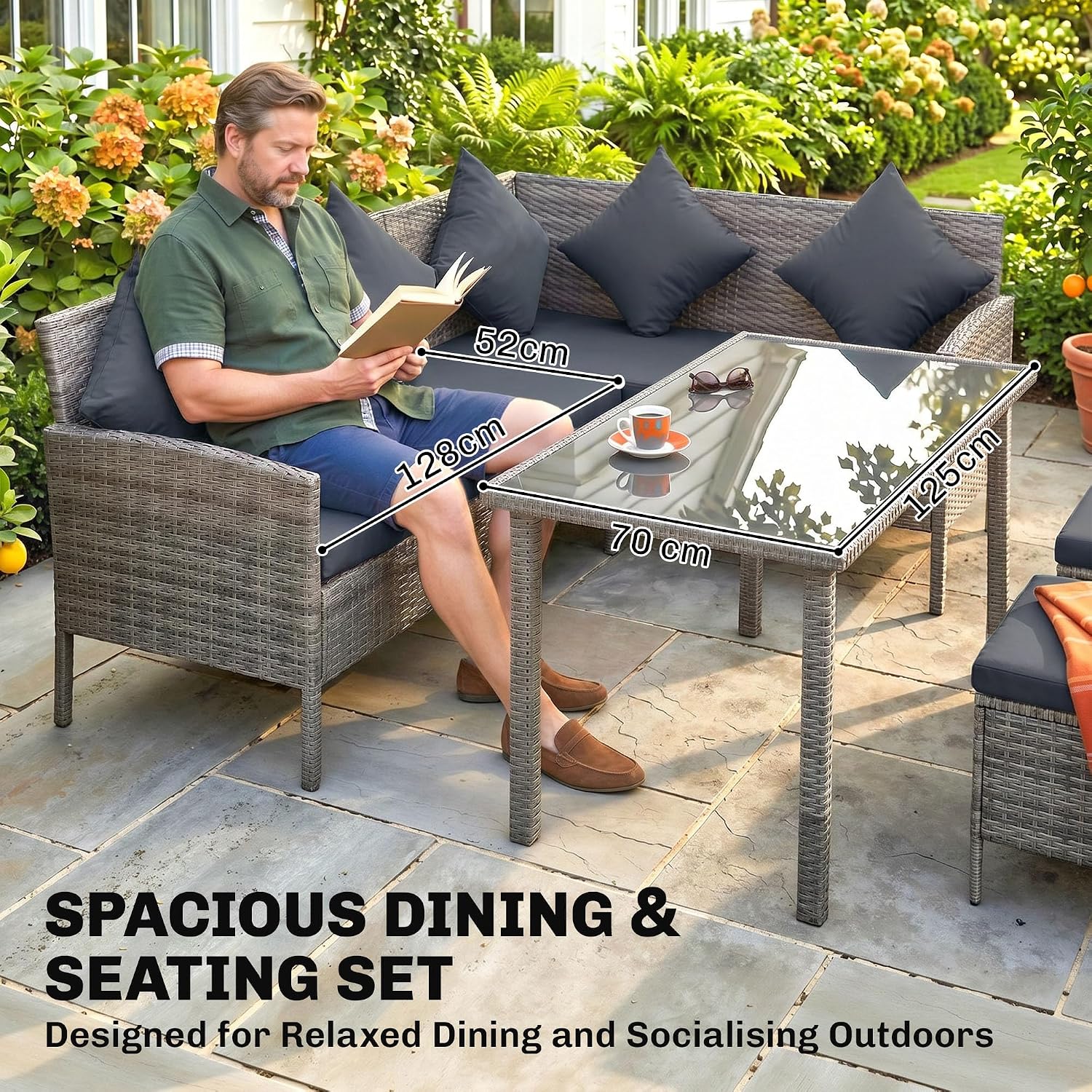 5 Pieces Rattan Garden Furniture Set