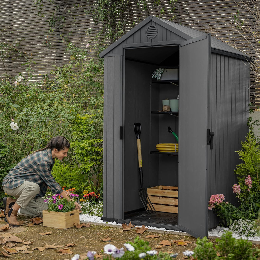 4x4 Outdoor Storage Shed - Grey