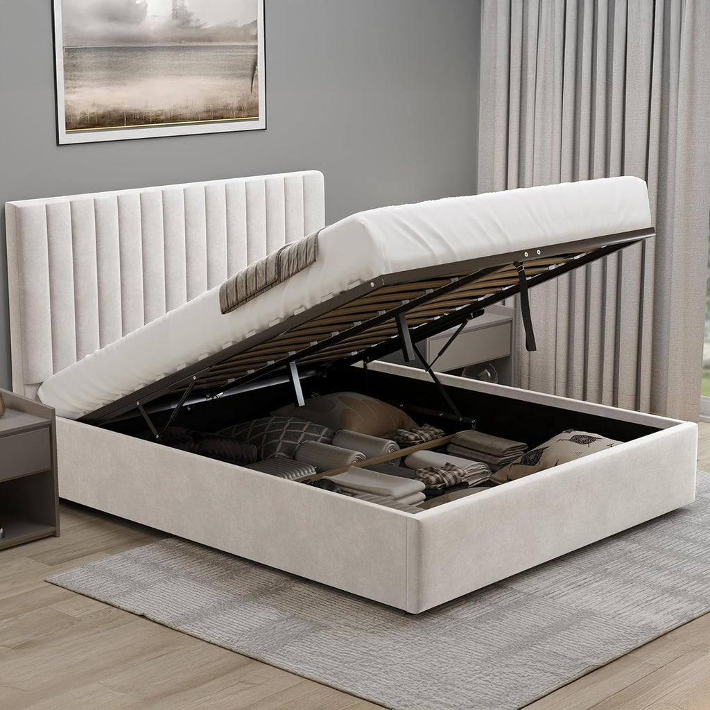 Ottoman Bed Frame Gas Lift Up Storage Bed